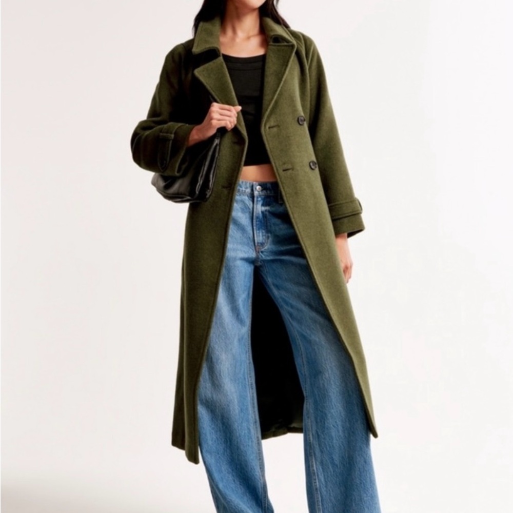 Abercrombie & Fitch Olive Green Trench Coat